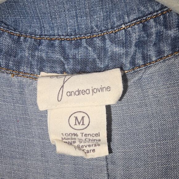 Andrea Jovine Women Tencel Lyocell Chambray Button Shirt Size M Blue Denim Tunic - Picture 6 of 6